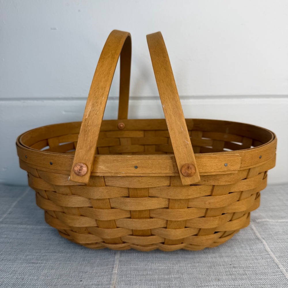 Longaberger Oval Basket w/ Handles 2004 Large 12"x9" Signed Handwoven Cottage
